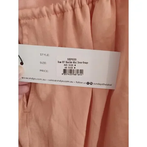 NWT SNDYS Everyday Roam Off Shoulder Mini Dress Romper in Orange Size Med - Picture 7 of 10